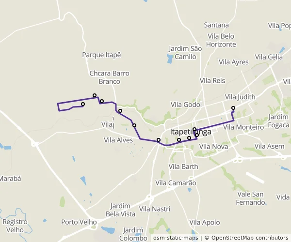 Mapa do itinerário da linha